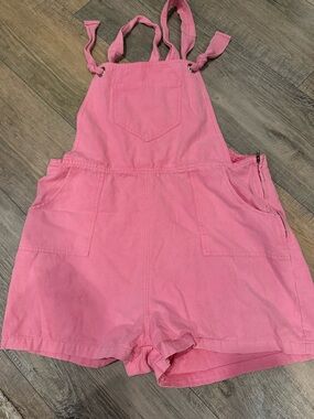 Free People Pink Short Overalls Romper